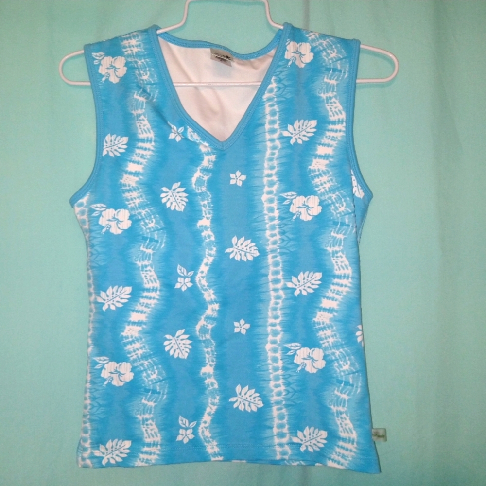 Kinesis athletic swim top hibiscus tie-dye turquoise M